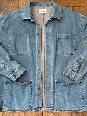 Men's Light Wash Denim Shirt Jacket - Blue